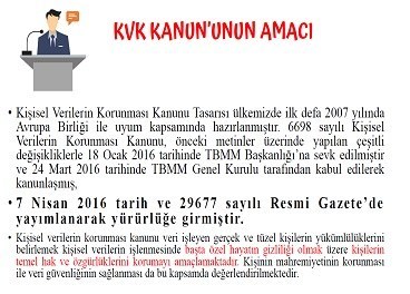 Kişisel Veriler Koruma Kanunu ile ilgili özet sunum dosyası